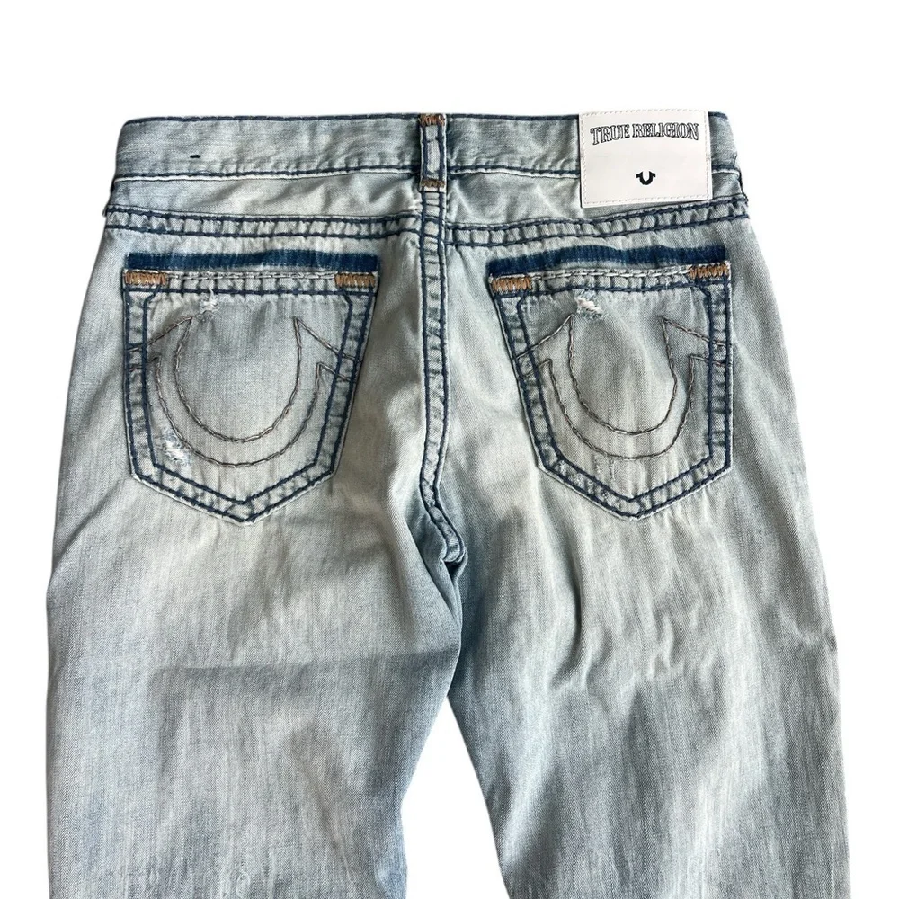 True Religion Athletic Geno Relaxed Slim Blue Straight Jeans Distressed